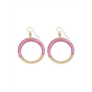 POMINA BEAUTIFUL  Boho Pink Colorblock Cast Resin Combo-Hoop Dangle  Earrings